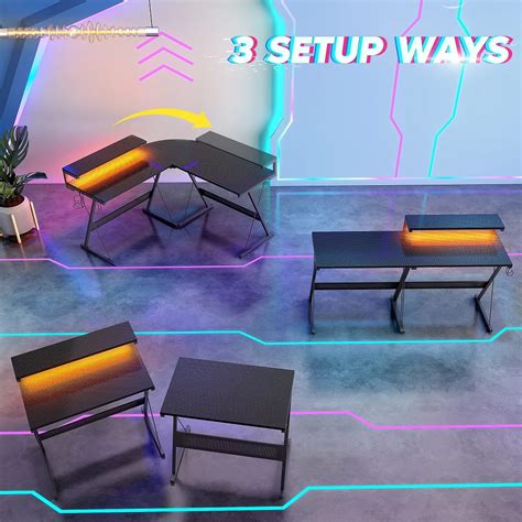 Buy Bestier 55 inch L-Shaped Gaming Computer Desk with Monitor Stand ...