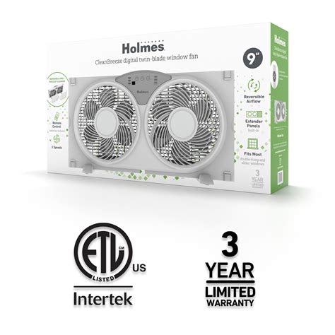 Window Fans: Holmes 9” Window Fan – CleanBreeze, 3 Speeds, Reversible ...