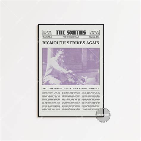 The Smiths Retro Newspaper Print, Bigmouth Strikes Again Poster ...