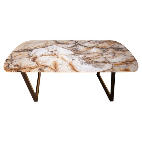 Modernist White Granite and Fluted Metal Base Dining Table at 1stDibs ...