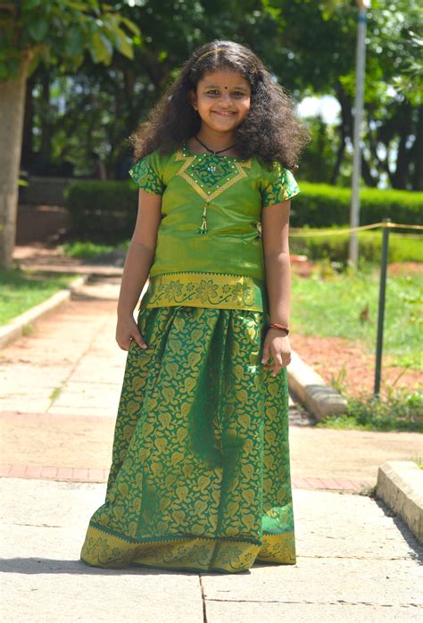Southloom Green Pattupavada and Blouse (Traditional Ethnic Skirt and B ...