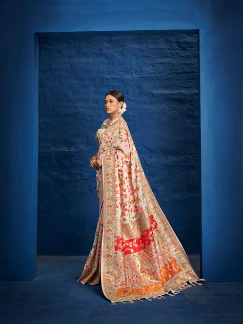 Engagement Wear Kashmiri Weaving Saree | Reception Shaadi Bridal Sari