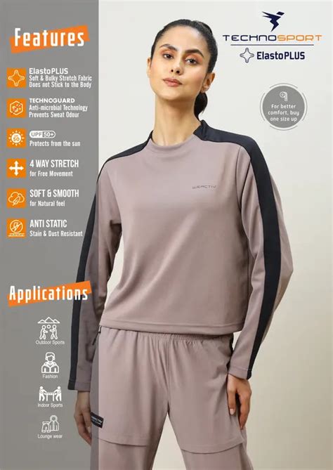 Women Slim Fit Crew Neck Pullover with Elasto Plus