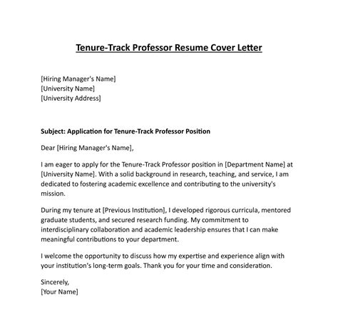 Professor Job Resume Cover Letter (5 Templates) Download in Word (.docx)