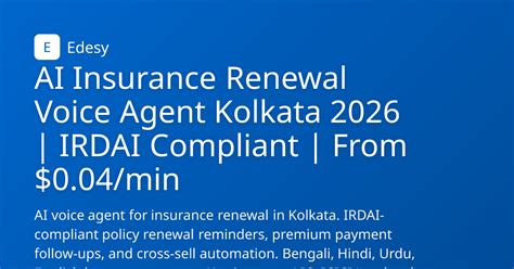 AI Insurance Renewal Voice Agent Kolkata 2026 | IRDAI Compliant | From ...