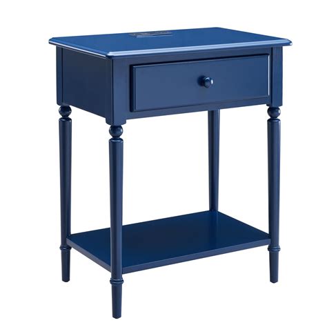 Coastal Side Table AC/USB Navy Blue | Furniture | Today's Design House