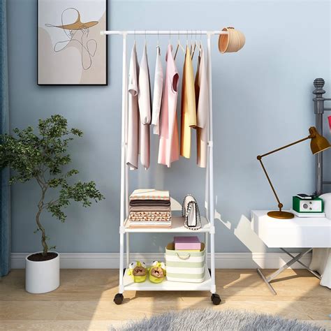 Buy Clothes Rack Small Metal Garment Rack with Shelves for bedroom ...