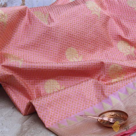 Light Pink Pure Katan Silk Banarasi Handloom Saree - Tilfi
