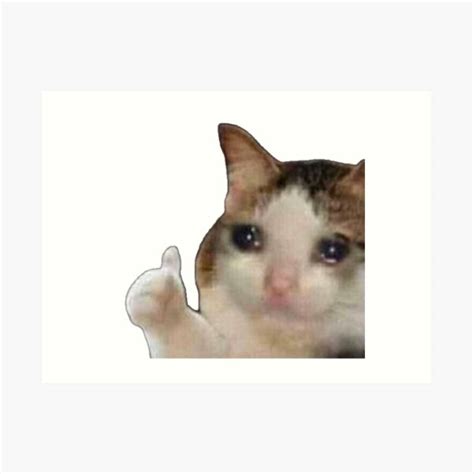 "sad cat thumbs up - meme" Art Print for Sale by pusla | Redbubble