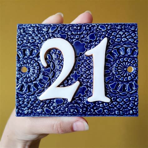 Handmade ceramic house number plate Custom made housenumber | Etsy