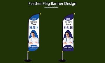 Health care feather flag design for advertisment | Premium Vector