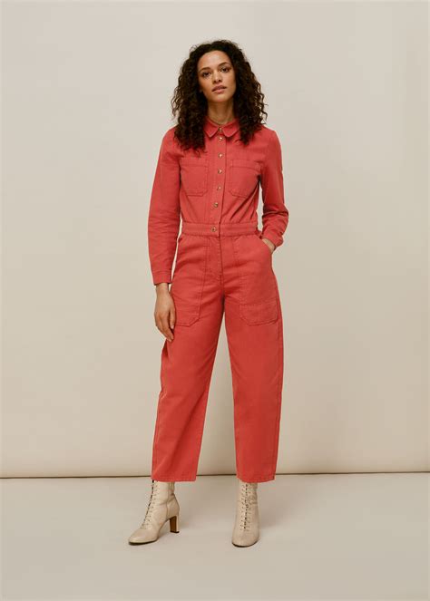 Dark Pink Gabby Denim Jumpsuit | WHISTLES | Whistles UK