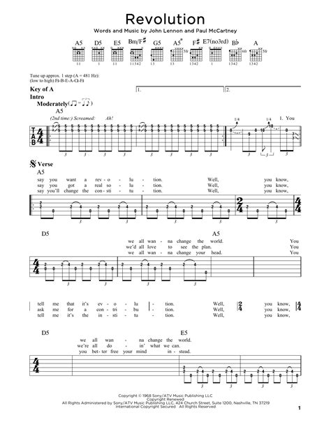 Revolution by The Beatles - Guitar Rhythm Tab - Guitar Instructor