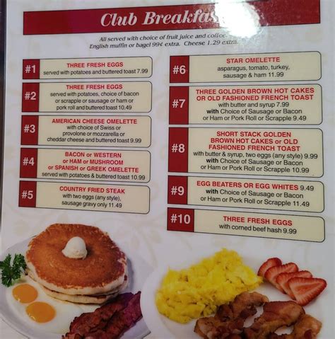Menu at South Star Diner restaurant, Mount Holly