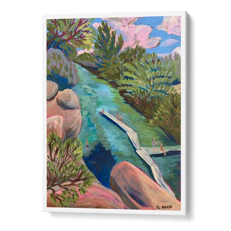 Serene Lake Watercolour Artwork with Kids on Dock | Framed Greenery Art ...
