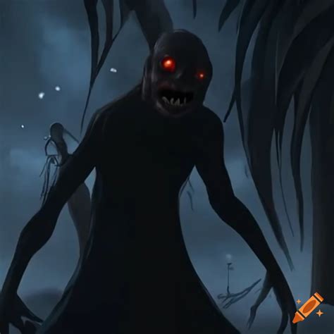 Pitch black, the boogeyman from rise of the guardians behind a palm ...