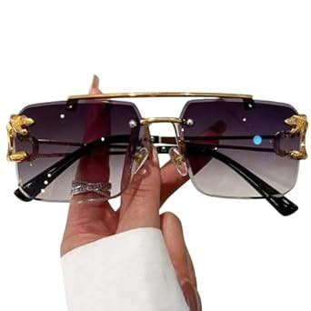 Buy HAYDEN haiza Black Rimless Lens Retro Square Golden Frame ...