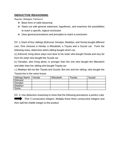 Image result for Example of Deductive Reasoning in Social Science