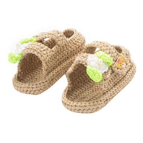 Buy Hopscotch Baby Girls Acrylic Thread Crochet Sandals in Brown Color ...