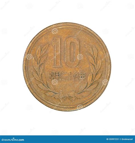 Japanese Ten Yen Coin.Isolated. Stock Image - Image of monet, cash ...