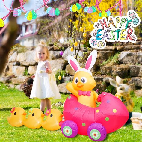 Buy Hioasis 7.2 FT Long Easter Inflatable Outdoor Decorations,Bunny ...