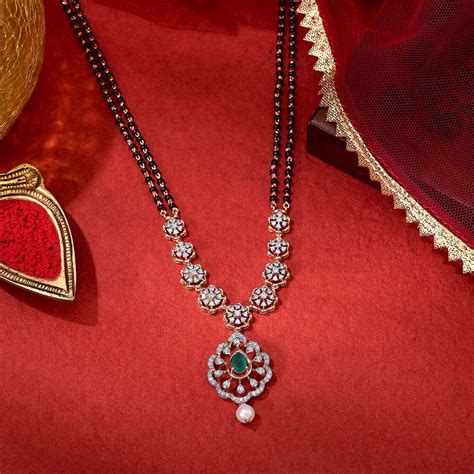 Buy Classy Diamond and Rose Gold Mangalsutra OTN24V02 Online at ORRA.