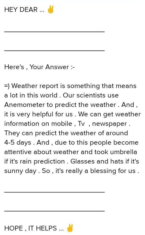 collect the weather report for a week from a newspaper .Discuss with ...