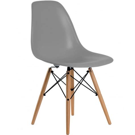 Silla Comedor Estilo Eames Gris Madera Acero Exterior