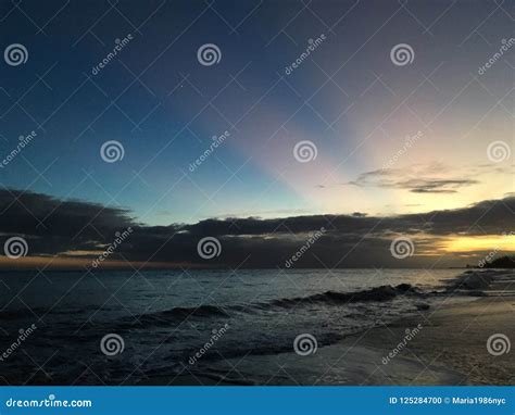 Sunset at Beach in Waimea on Kauai Island, Hawaii. Stock Photo - Image ...