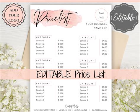 Custom Price List Template