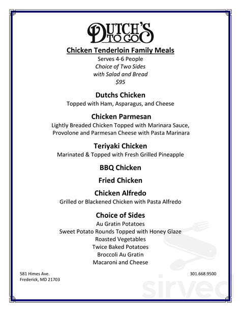Dutch's Daughter menus in Frederick, Maryland, United States