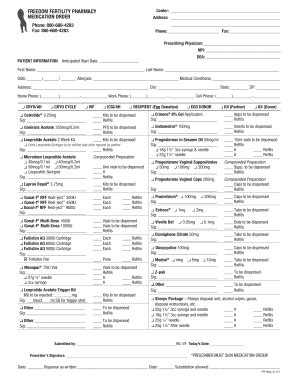 FREEDOM FERTILITY PHARMACY MEDICATION ORDER - Fill and Sign Printable ...