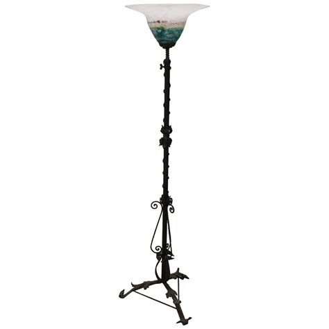Art Nouveau Italian Wrought Iron and murano Glass Floor Lamp at 1stDibs ...