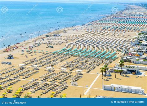 Aerial View of Rimini Beach in Italy Stock Image - Image of parasol ...