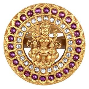 Peora Matte Gold Finish Wedding Traditional Goddess Laxmi CZ Red Finger ...