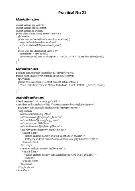 Practical Work for MAD: Projects 21-28 with Code Samples - Studocu