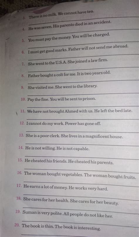 join the pairs of sentences given below using appropriate conjunction ...