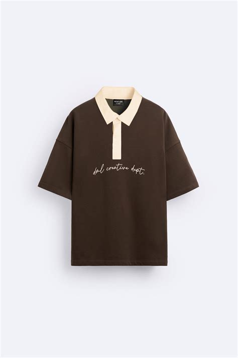 CONTRAST BROWN OPERATION DRIFT FRENCH TERRY OVERSIZED POLO SHIRT – DRIP ...