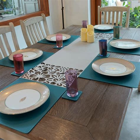 Square Leather Table Mat, Coaster & Runner Set | Everyday Table Mats ...