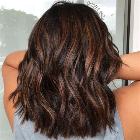 chocolate hair with copper highlights