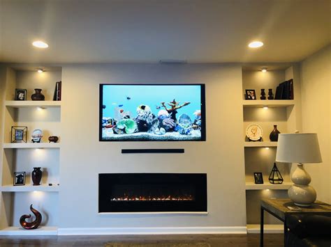 White lights under my built in wall unit with electric fireplace | Wall ...