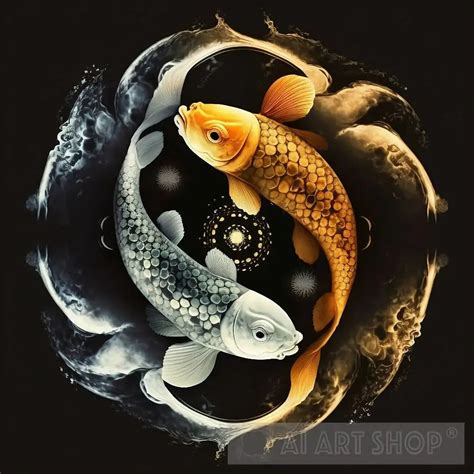 Printable Yin Yang Koi Fishes