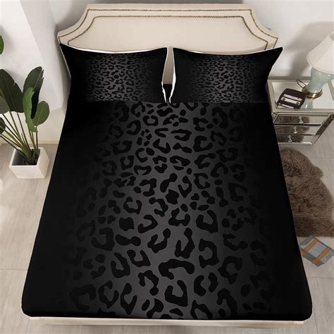 Amazon.com: Leopard Bedding Set Queen Size Cheetah Print Fitted Sheet ...