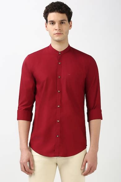 Buy Men Maroon Slim Fit Solid Full Sleeves Casual Shirt Online ...