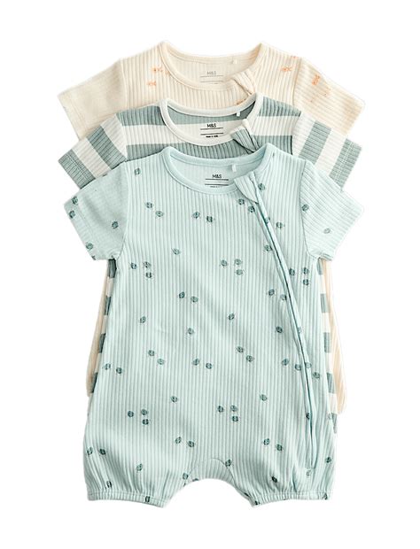 Buy 3 Pack Cotton Rich Sea Life Print Rompers (7lbs-3 Yrs) at Marks ...