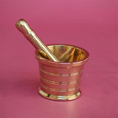 Shop Brass Mortar And Pestle | Traditional Golden Okhli & Moosal Set ...