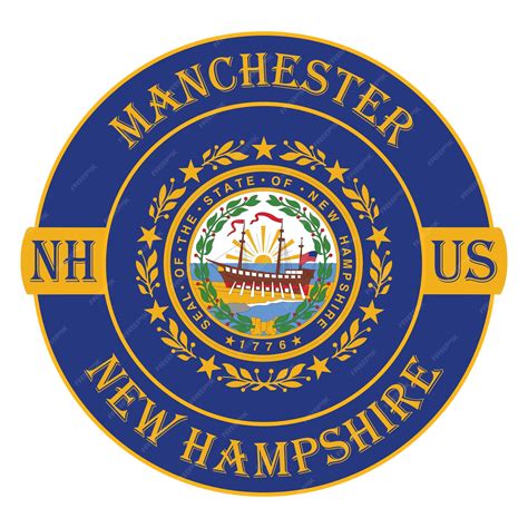 Premium Vector | Manchester new hampshire flag usa travel souvenir seal ...