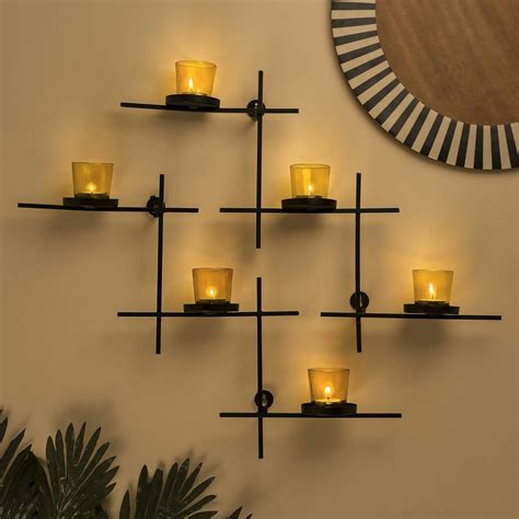 Buy Homesake Metal Scorching Ladder Glossy Votive Candle Holder , Black ...