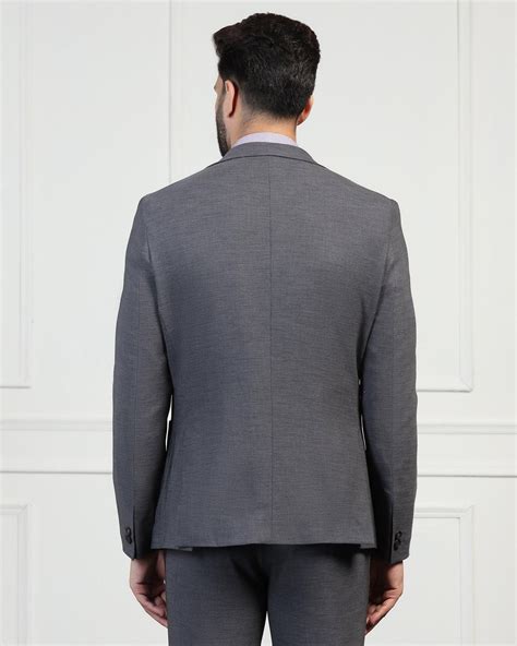 Two Piece Charcoal Textured Formal Suits - Drebin