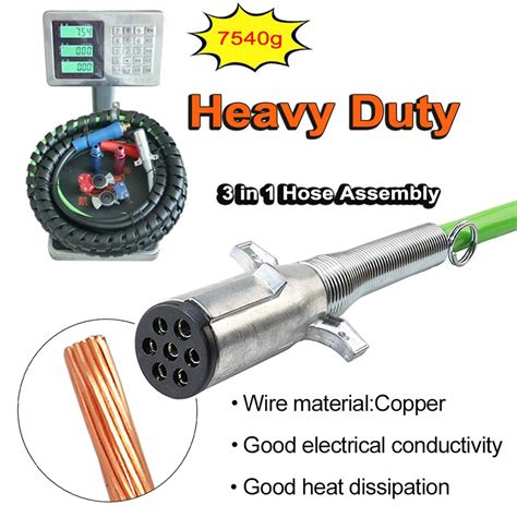 Buy KOOTANS 15Ft 3 in 1 ABS 7 Way Electrical Cable and Rubber Air Line ...